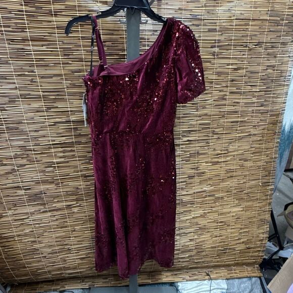 KENSIE DRESSES Womens Burgundy Zippered Lined Sequined Padded Bust Darted Short - Picture 3 of 3